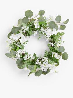 John Lewis Floral Wedding Wreath, White, Dia.40cm, 