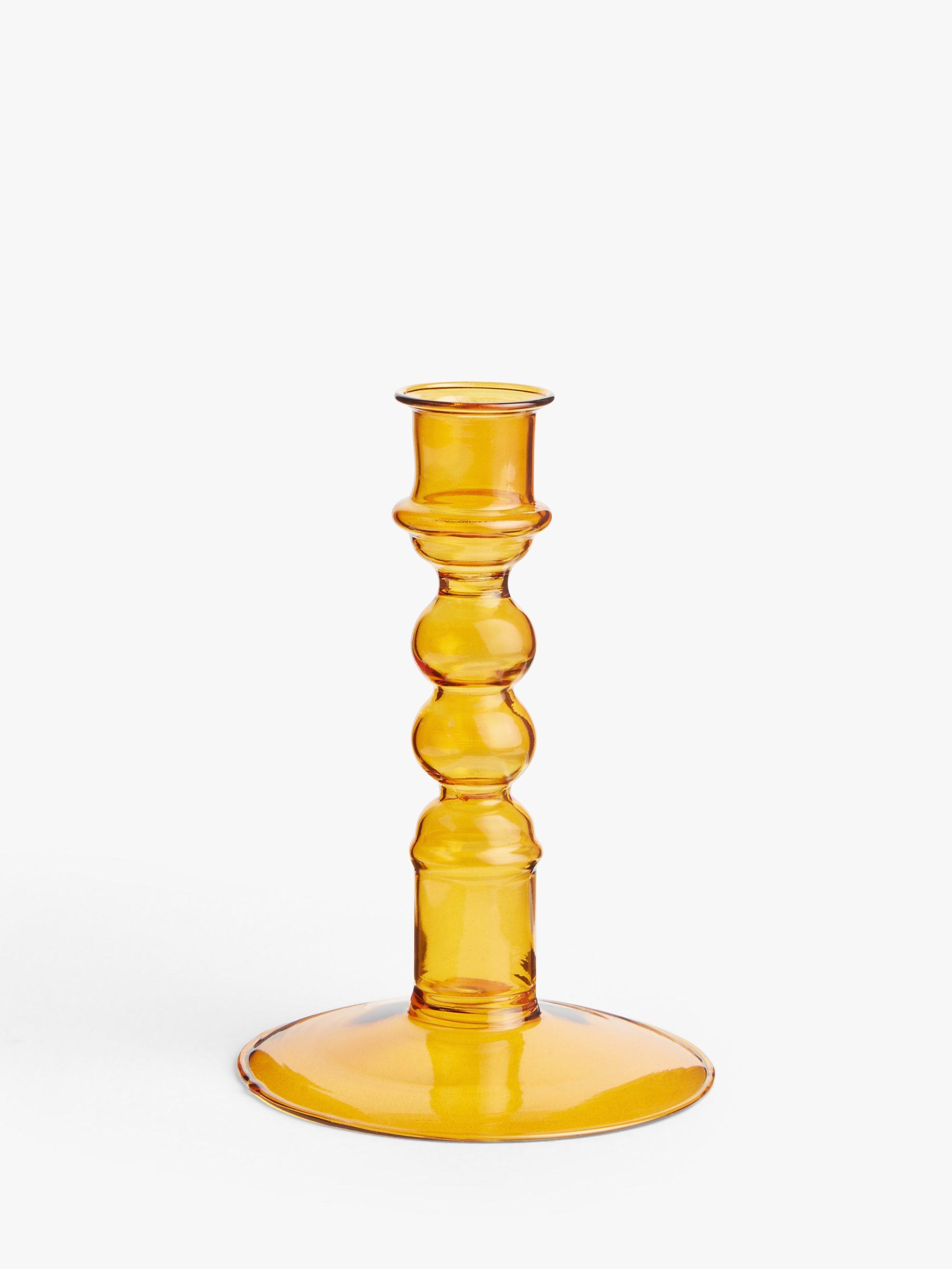 John Lewis Amber Glass Candle Holder, Orange