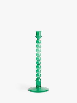 John Lewis Grassmere Glass Candle Holder, Green, Green