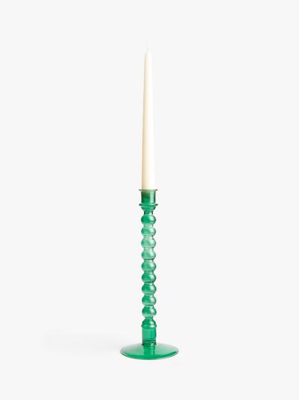 John Lewis Grassmere Glass Candle Holder, Green - view 2, Green
