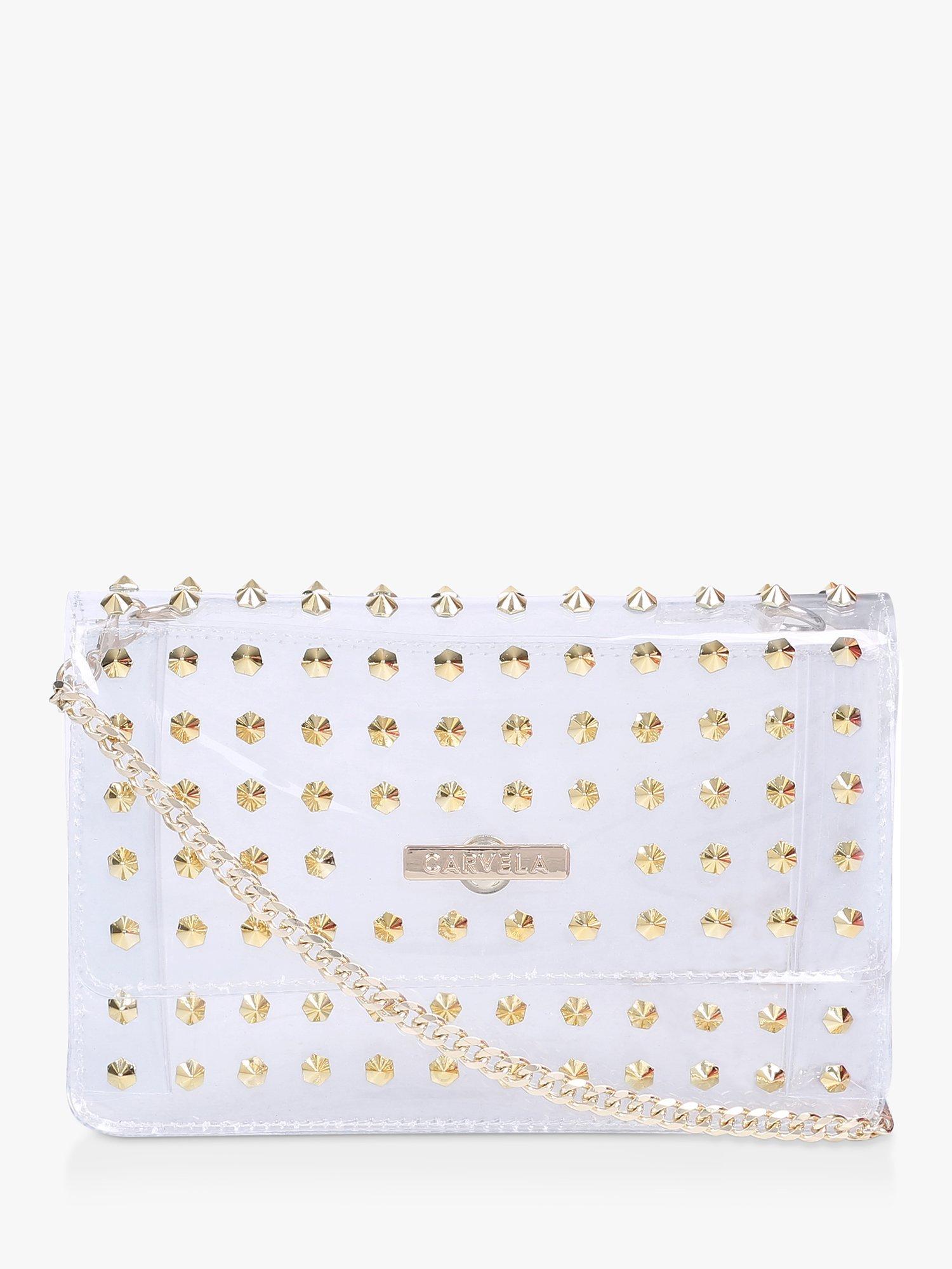 Carvela Kicker Studded Clutch Bag, Blush