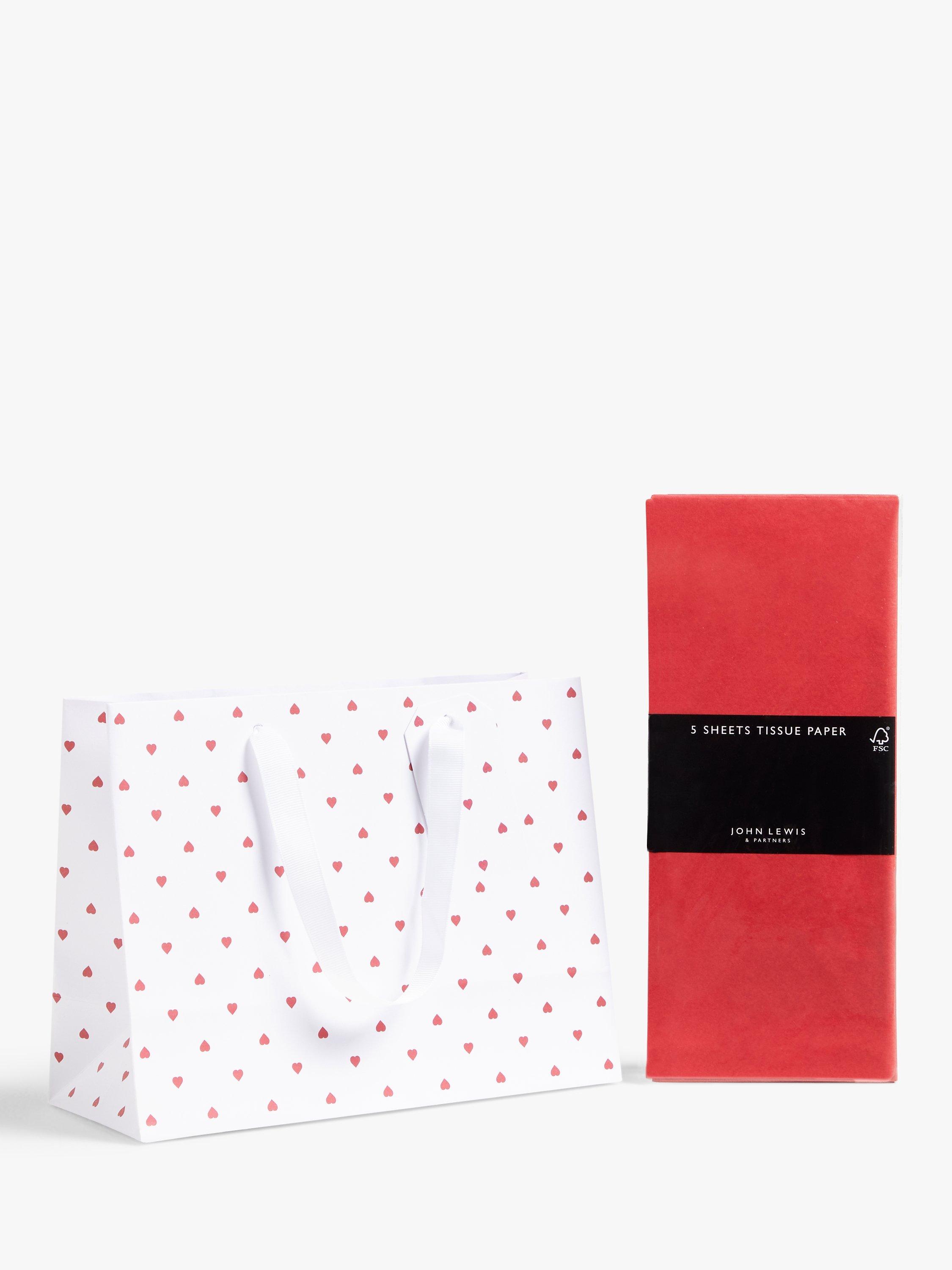 John Lewis Heart Gift Bag & Tissue Paper Gift Wrap Set