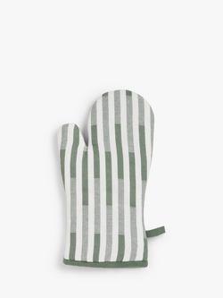 John Lewis Striped Cotton Oven Mitt, Rosemary, Rosemary