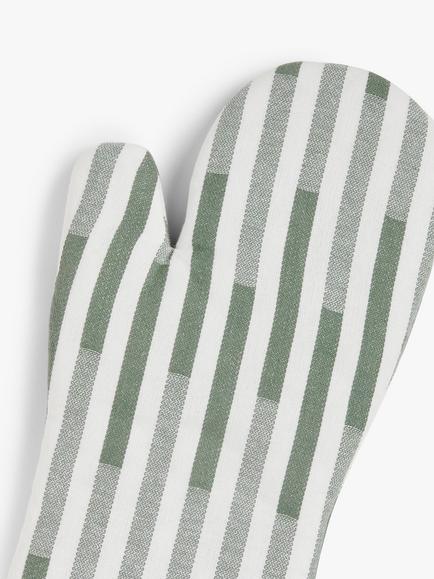John Lewis Striped Cotton Oven Mitt, Rosemary - view 2, Rosemary