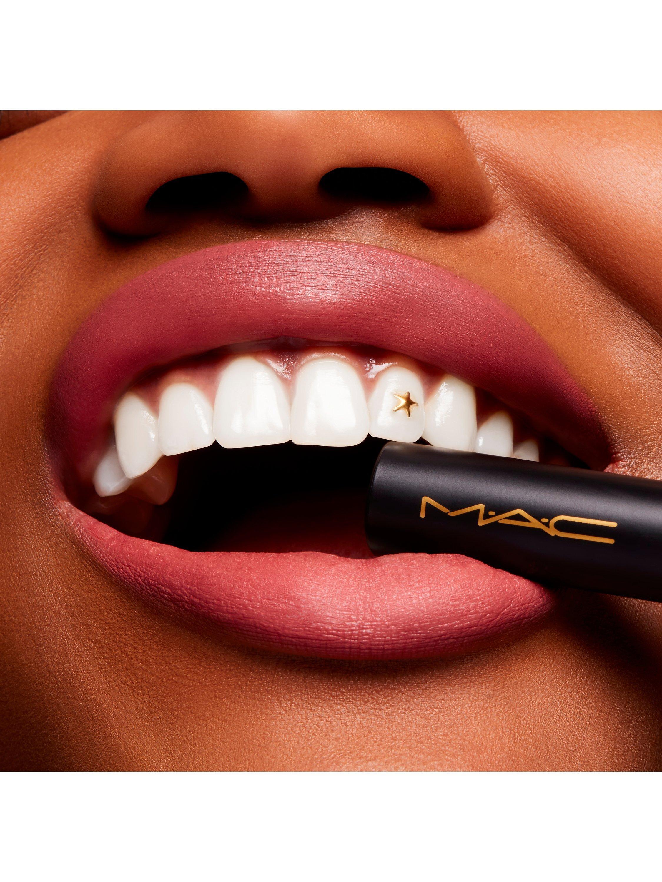 Product image 5 of 5, which shows MAC Lipstick -  Powder Kiss Velvet Blur Slim Stick, Peppery Pink