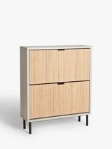 John Lewis Slatted Bamboo Shoe Cabinet 2 Tier Natural