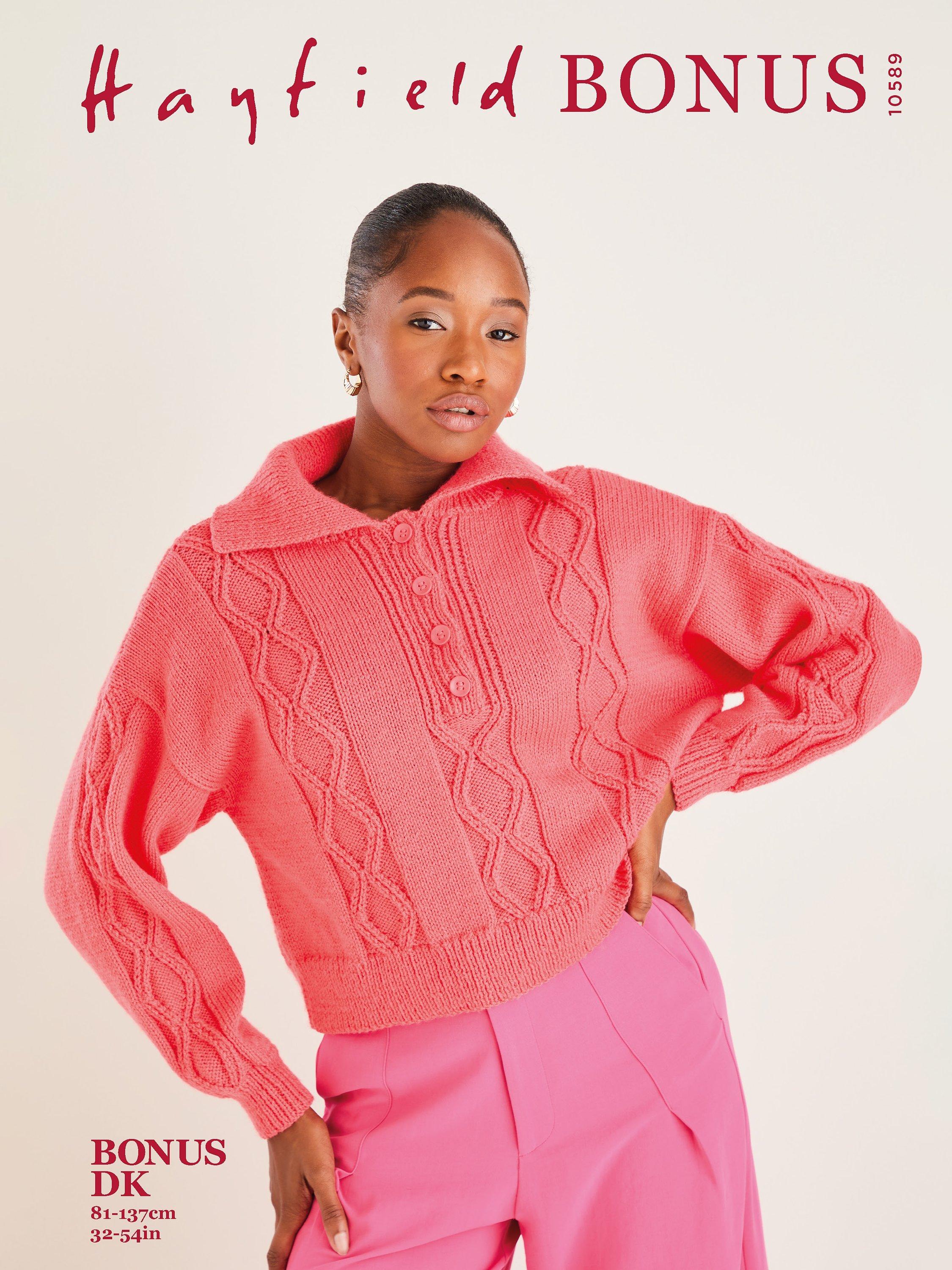 Hayfield Boxy Collared Sweater Knitting Pattern
