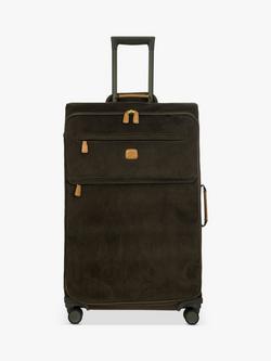 Bric's Life 77cm 4-Wheel Faux Suede Large Suitcase, Green Olive