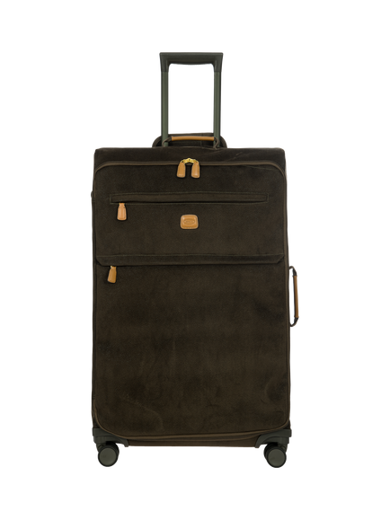 Bric's Life 77cm 4-Wheel Faux Suede Large Suitcase, Green Olive