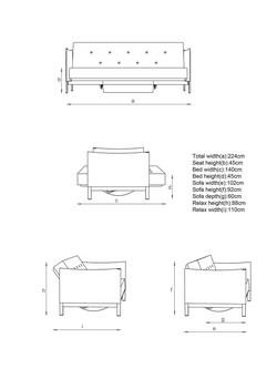 Innovation Living Junus Sofa Bed, Nist Blue - view 2, Nist Blue 515