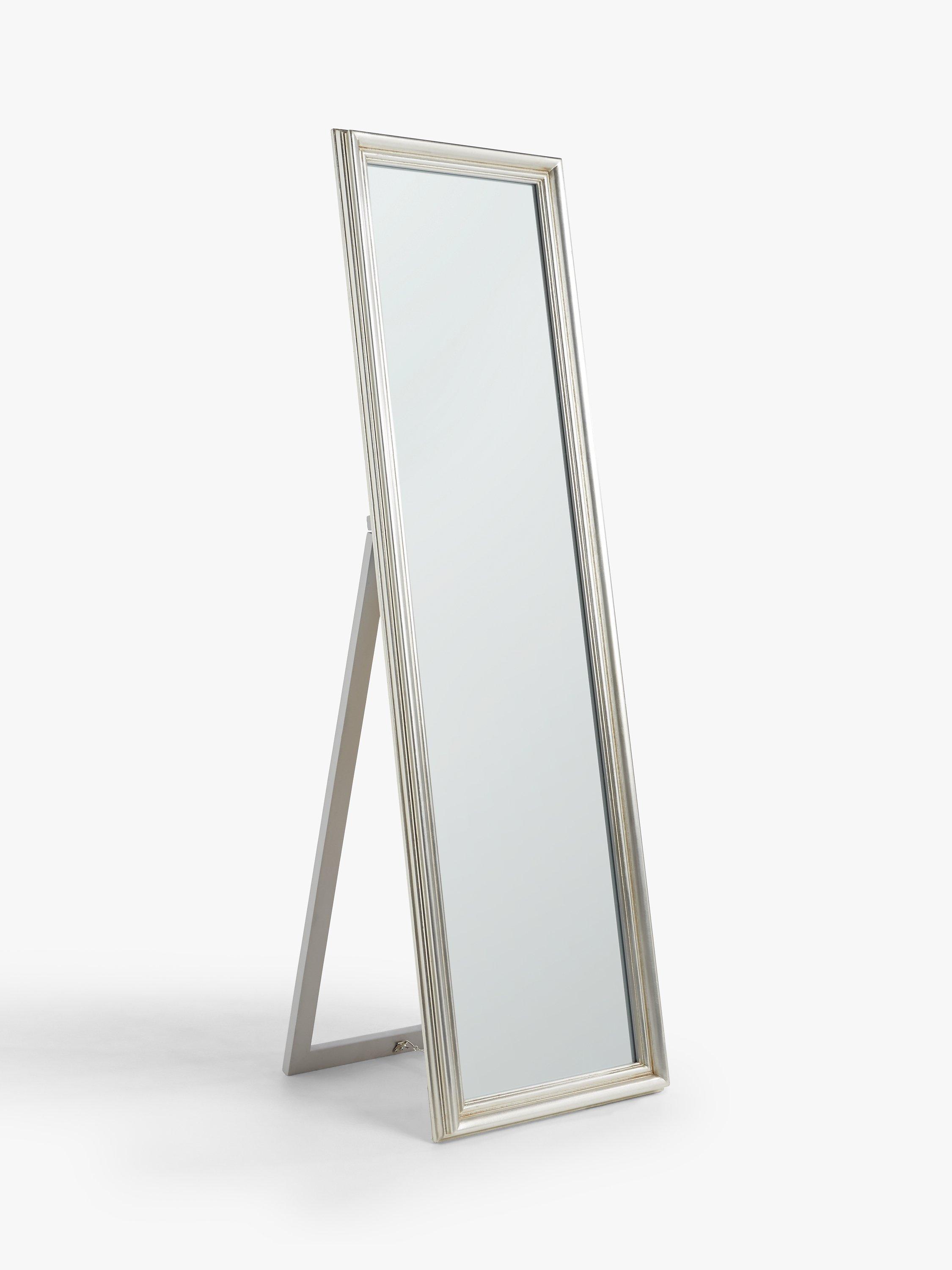 John Lewis Ribbed Wood Frame Cheval Mirror, 170 x 50cm, Silver