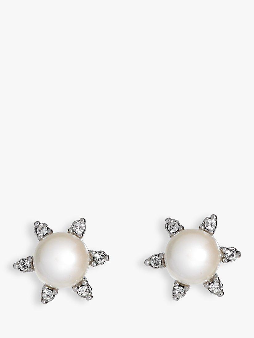 Product image 1 of 1, which shows Eclectica Pre-Loved Faux Pearl & Swarovski Crystal Starburst Stud Earrings, Dated Circa 1990s