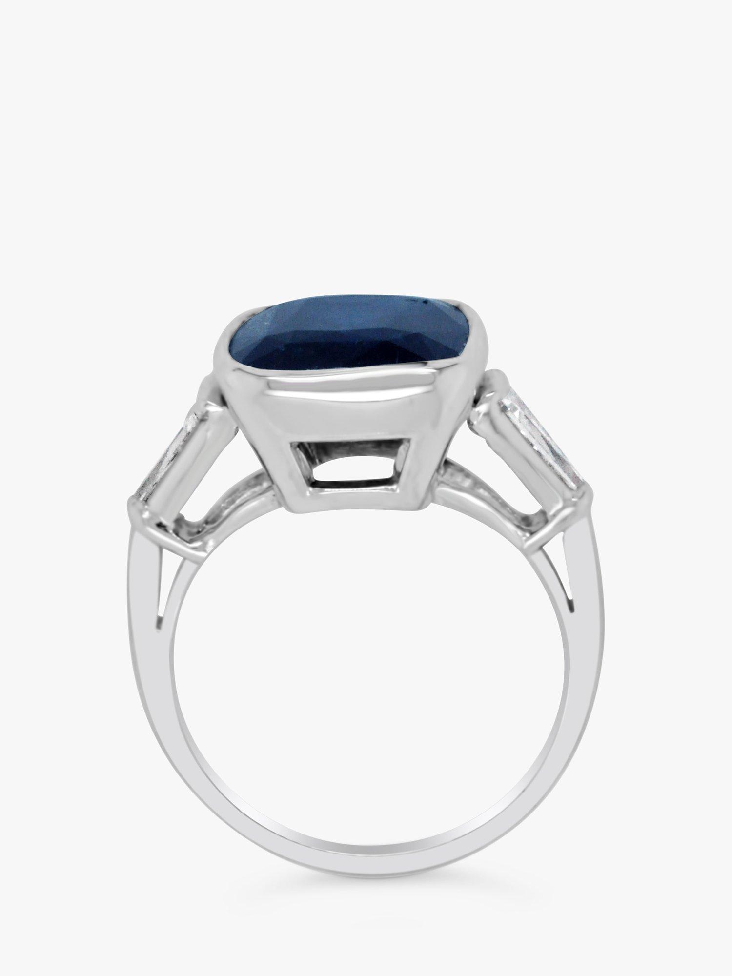 Product image 2 of 7, which shows Milton & Humble Jewellery Pre-Loved Cushion Cut Sapphire & Diamond Platinum Cocktail Ring