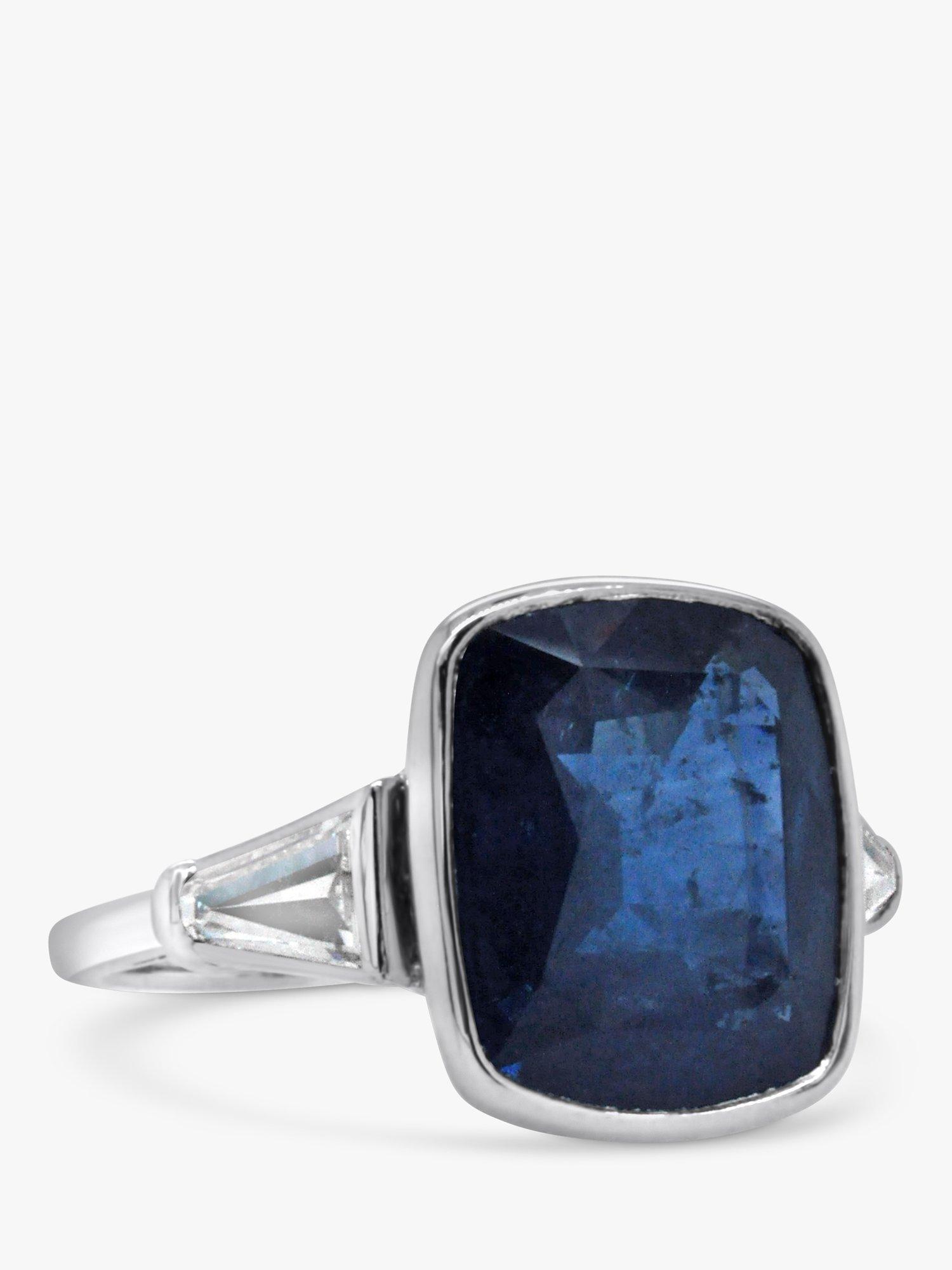Product image 3 of 7, which shows Milton & Humble Jewellery Pre-Loved Cushion Cut Sapphire & Diamond Platinum Cocktail Ring