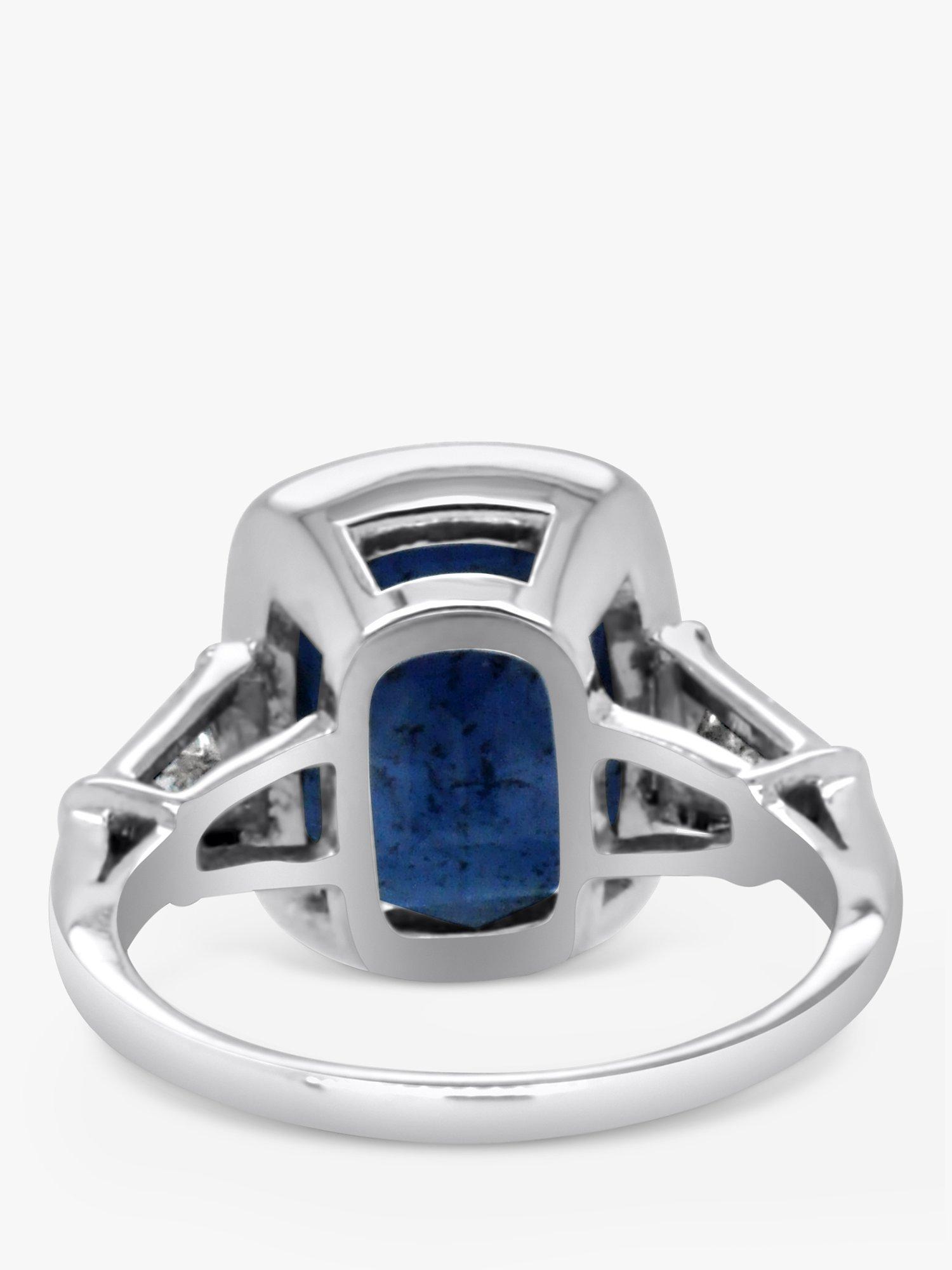 Product image 5 of 7, which shows Milton & Humble Jewellery Pre-Loved Cushion Cut Sapphire & Diamond Platinum Cocktail Ring