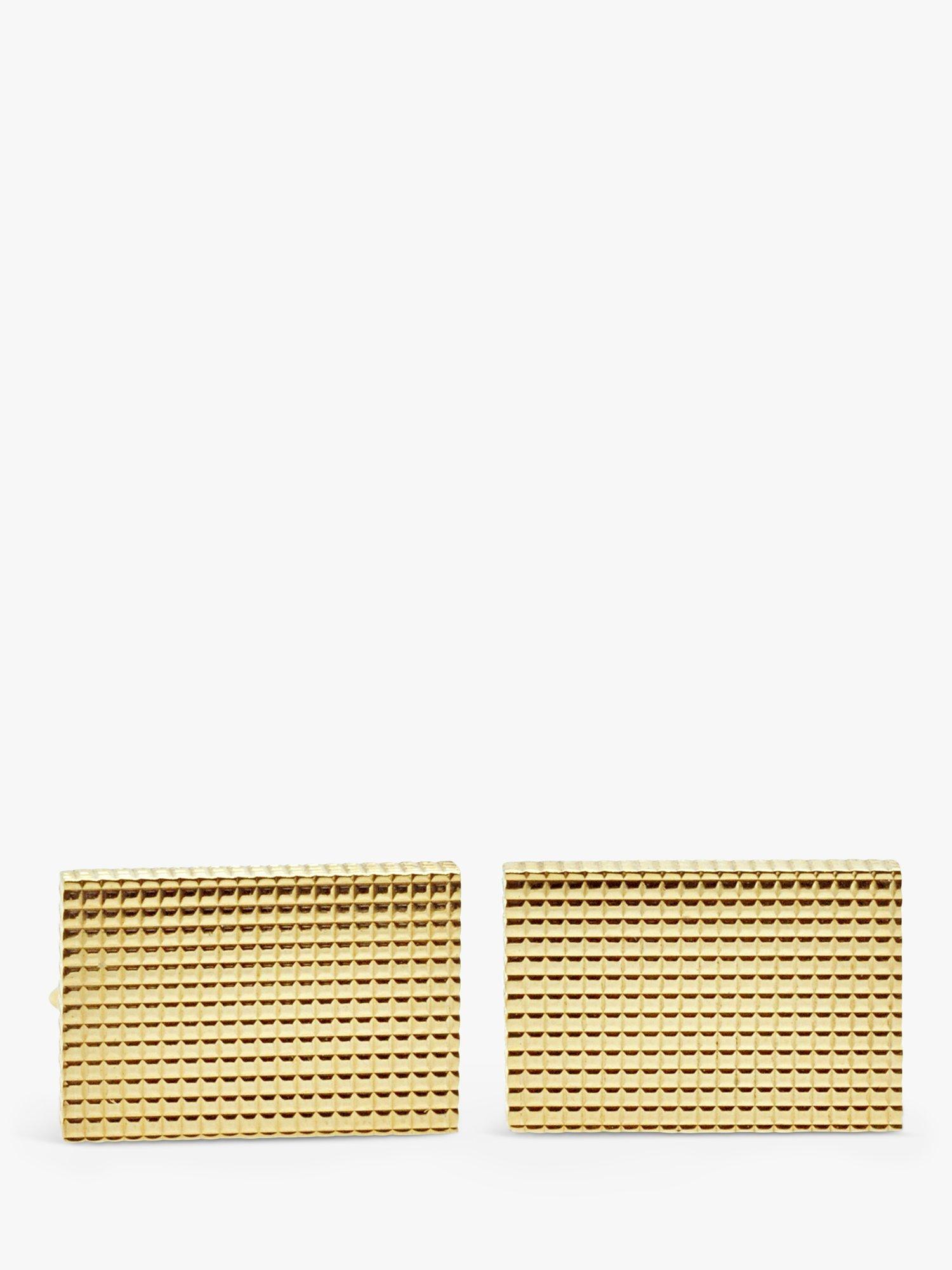 Product image 1 of 4, which shows Milton & Humble Jewellery 9ct Yellow Gold Rectangular Cufflinks, Dated London 1968