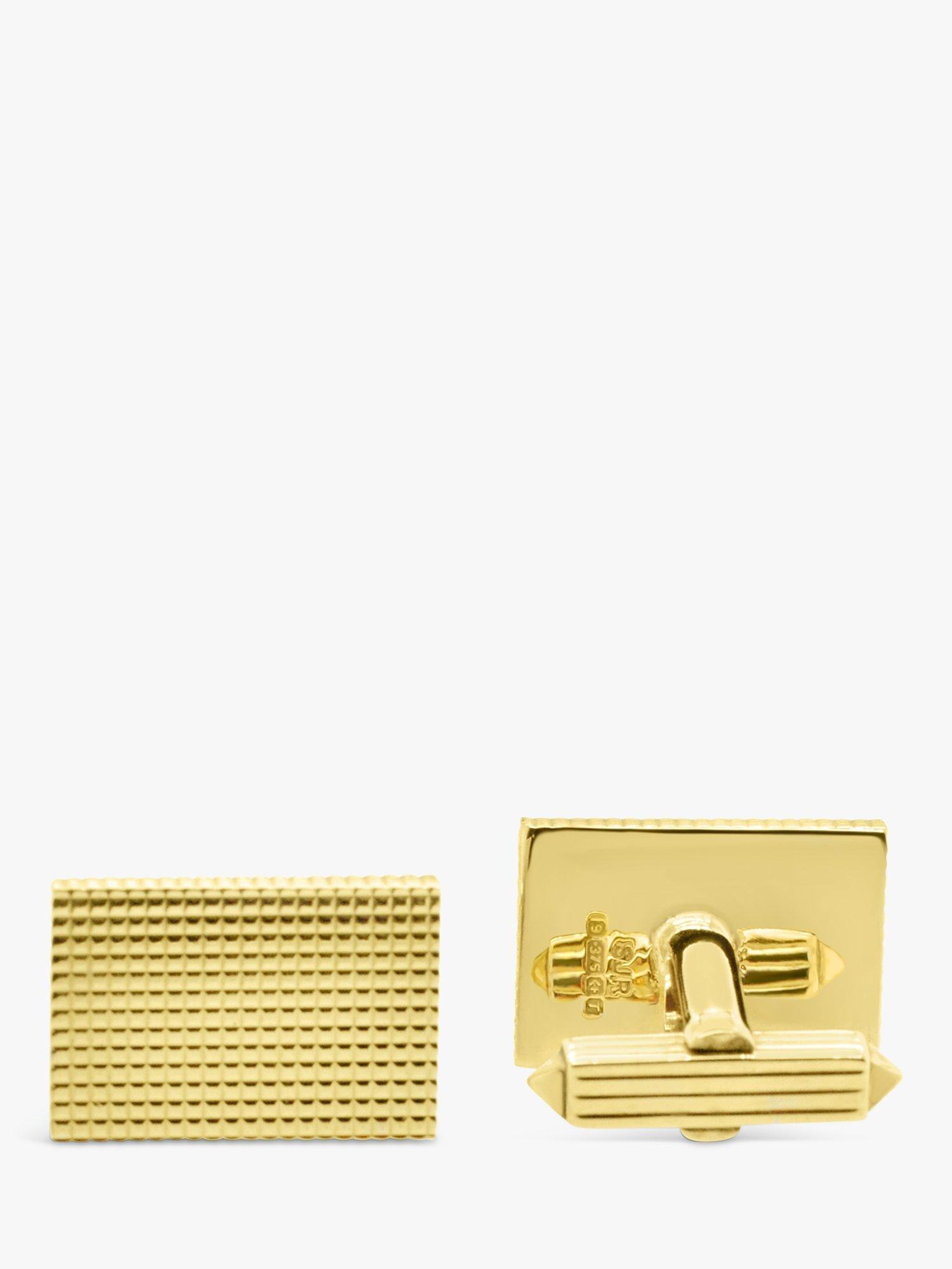 Product image 2 of 4, which shows Milton & Humble Jewellery 9ct Yellow Gold Rectangular Cufflinks, Dated London 1968