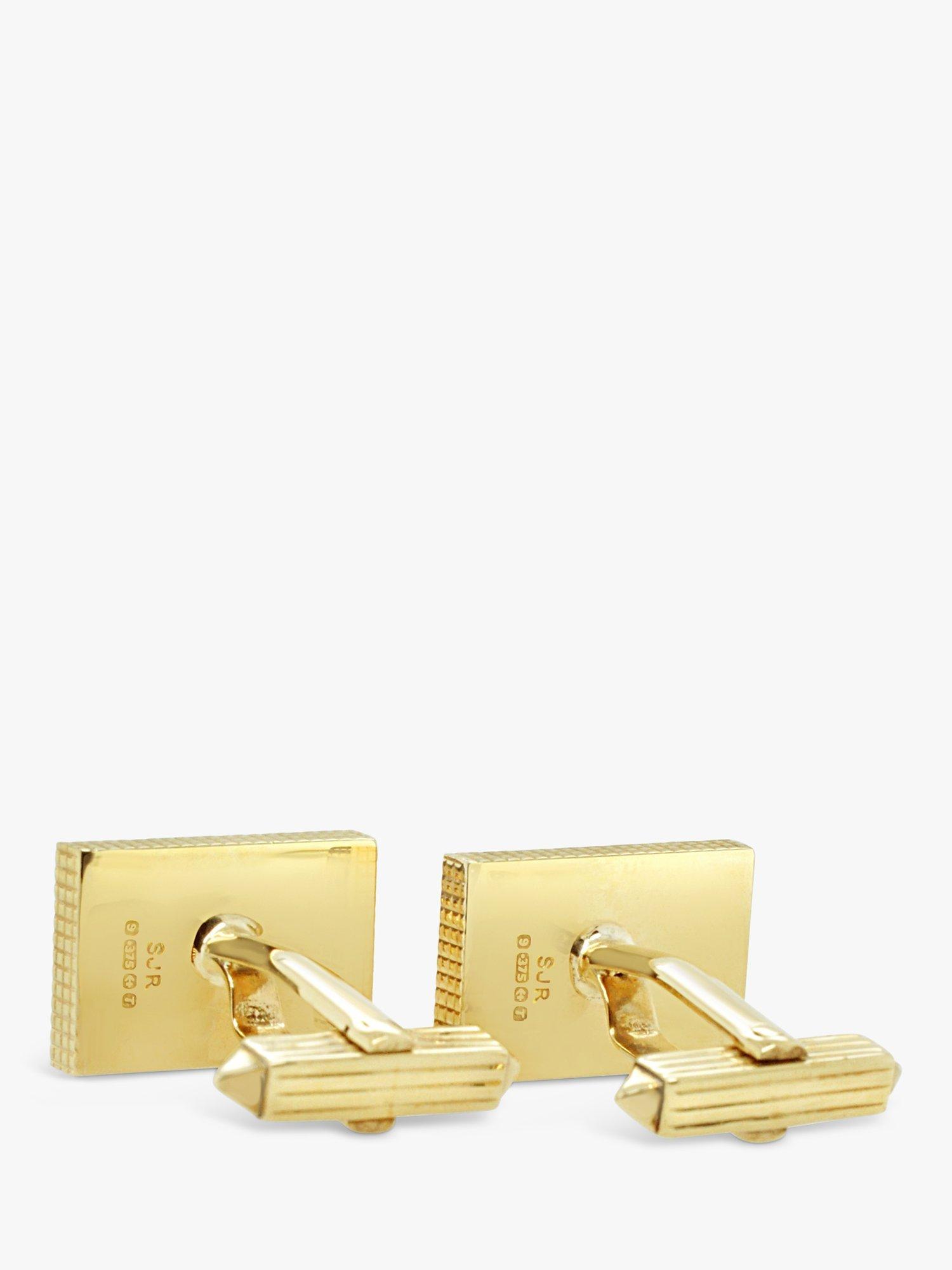 Product image 3 of 4, which shows Milton & Humble Jewellery 9ct Yellow Gold Rectangular Cufflinks, Dated London 1968