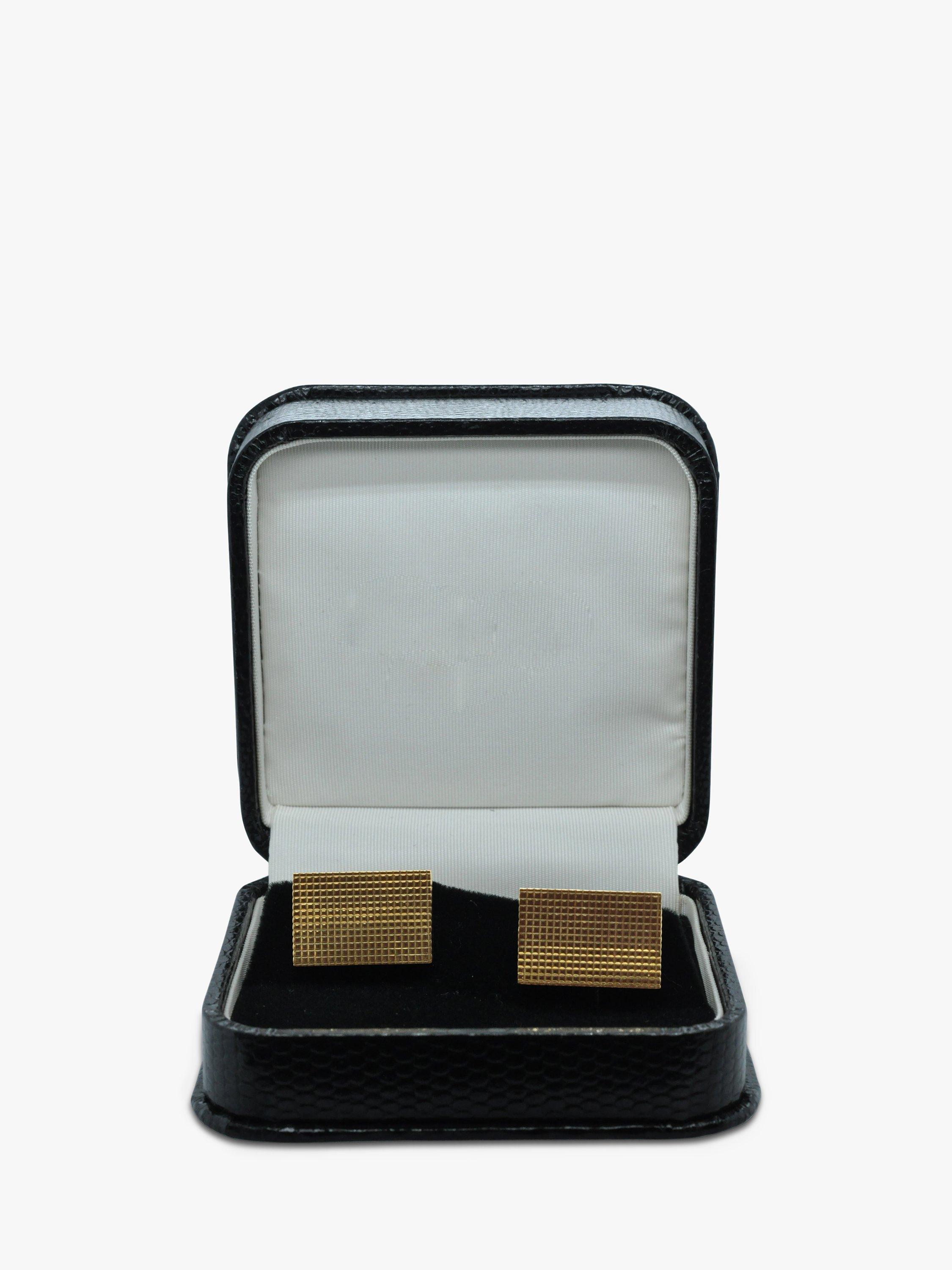Product image 4 of 4, which shows Milton & Humble Jewellery 9ct Yellow Gold Rectangular Cufflinks, Dated London 1968