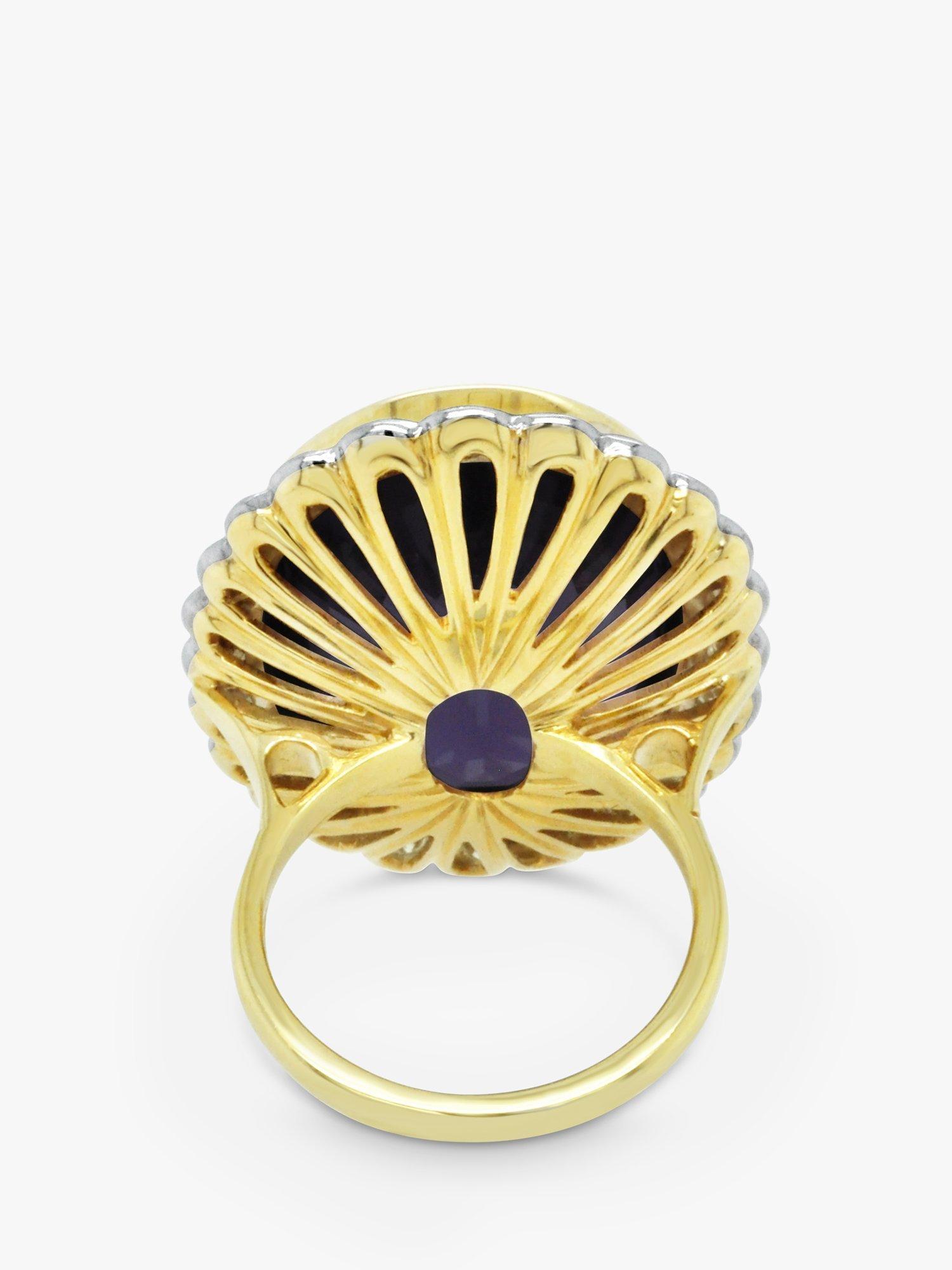Product image 3 of 4, which shows Milton & Humble Jewellery Pre-Loved 18ct White & Yellow Gold Diamond & Oval Amethyst Cocktail Ring