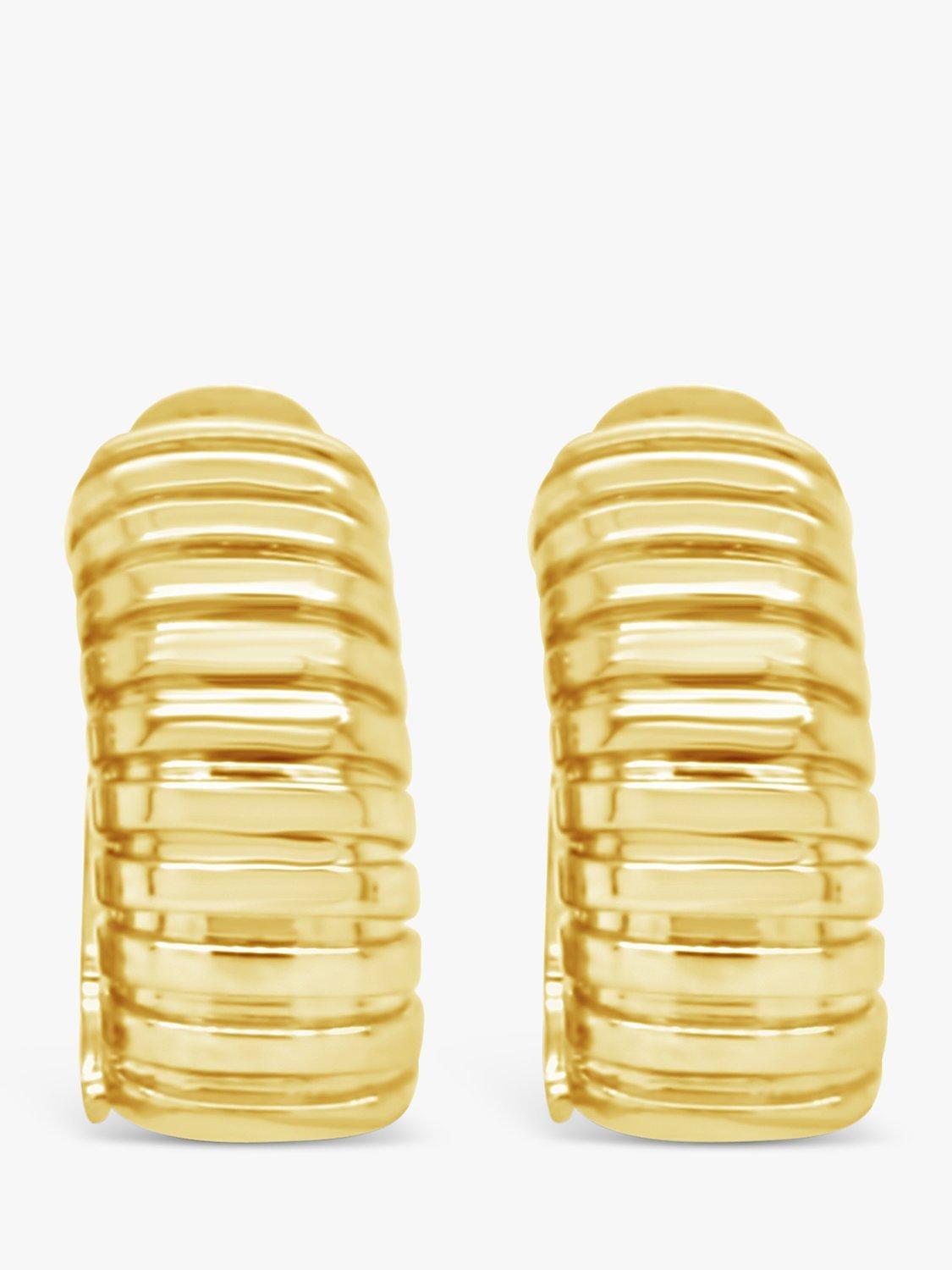 Product image 1 of 4, which shows Milton & Humble Jewellery Pre-Loved 9ct Yellow Gold Ribbed Clip-On Earrings