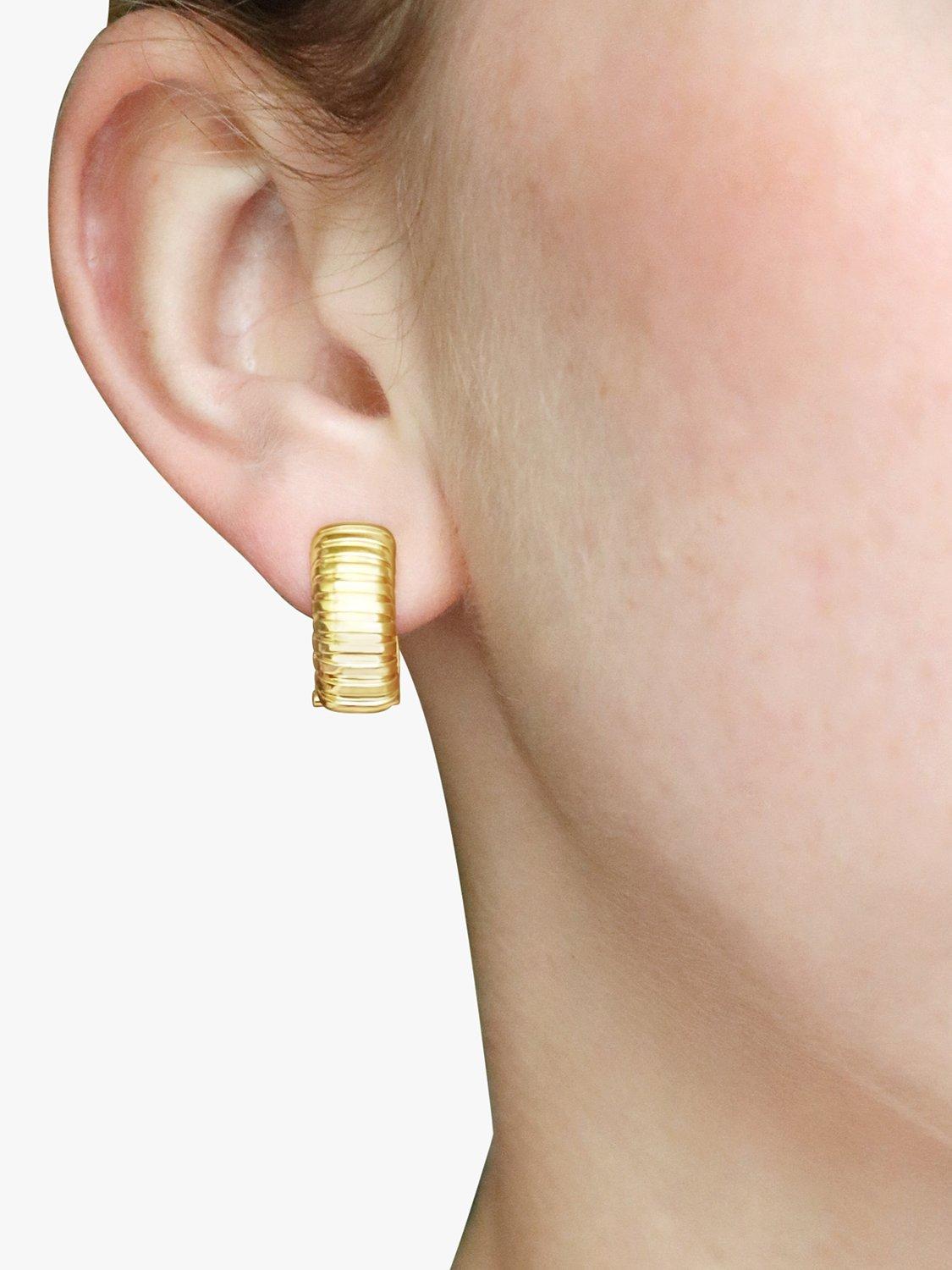 Product image 2 of 4, which shows Milton & Humble Jewellery Pre-Loved 9ct Yellow Gold Ribbed Clip-On Earrings