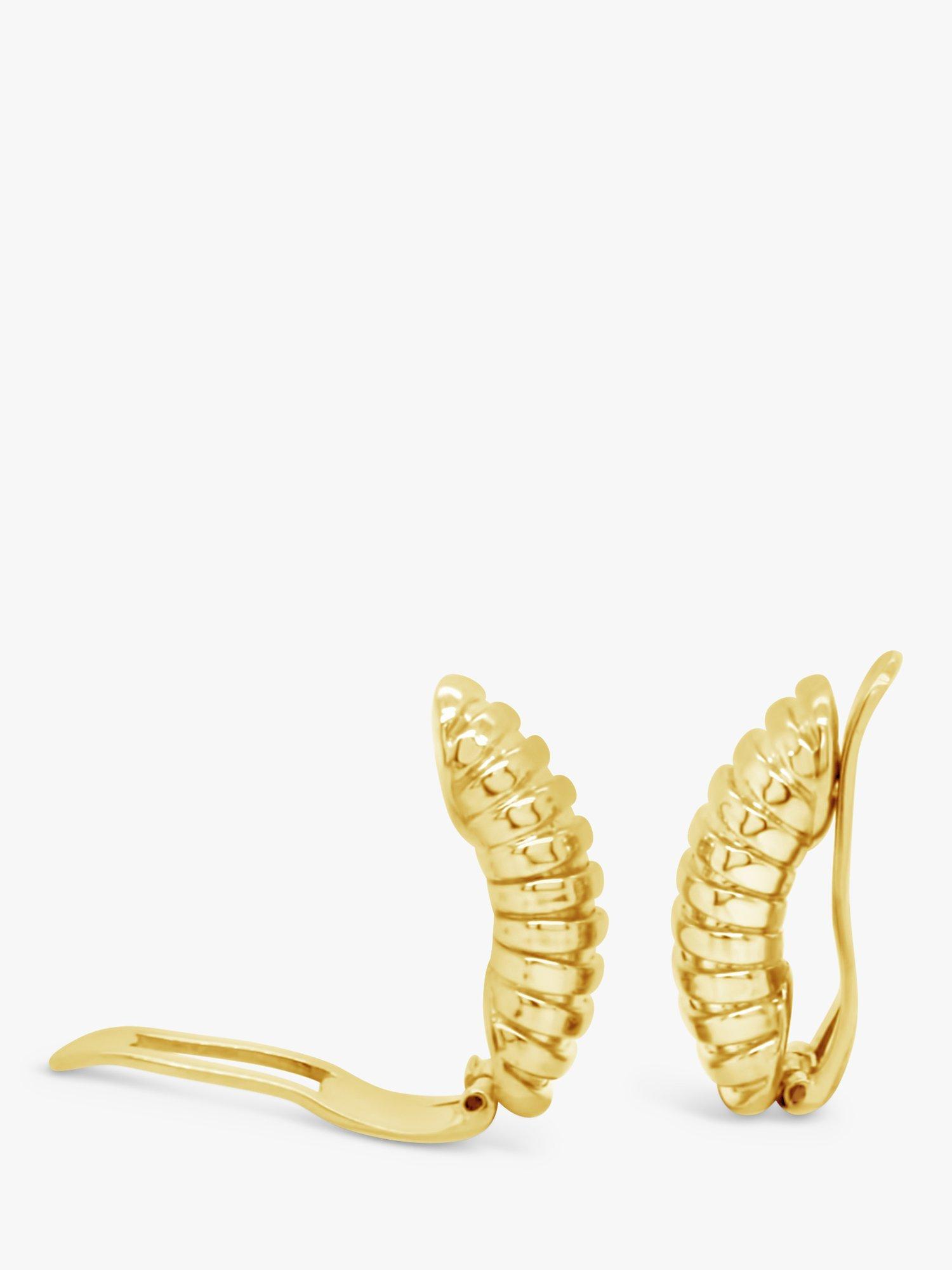 Product image 4 of 4, which shows Milton & Humble Jewellery Pre-Loved 9ct Yellow Gold Ribbed Clip-On Earrings