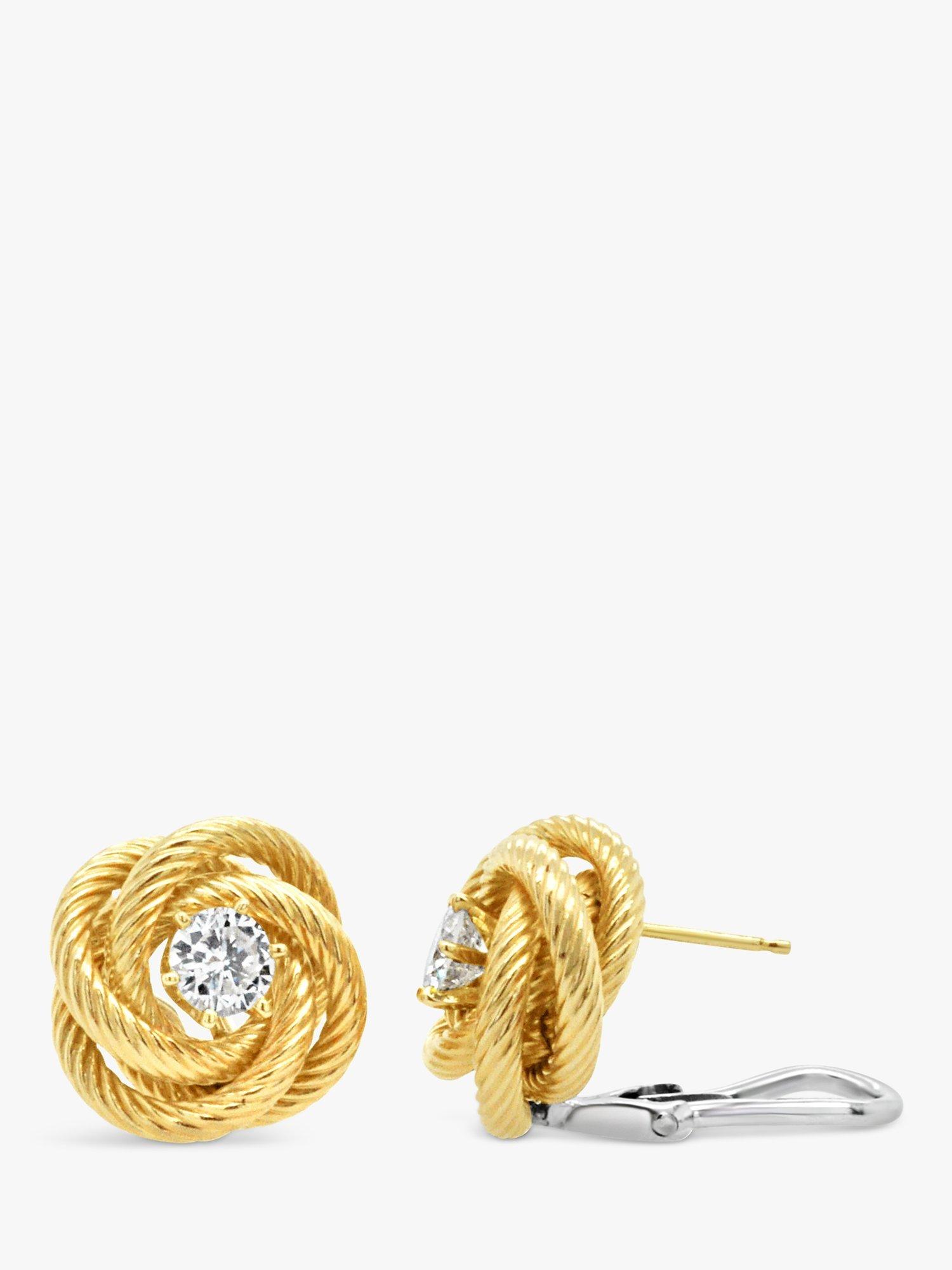 Product image 2 of 3, which shows Milton & Humble Jewellery Pre-Loved 14ct Yellow Gold Diamond Knot Stud Earrings