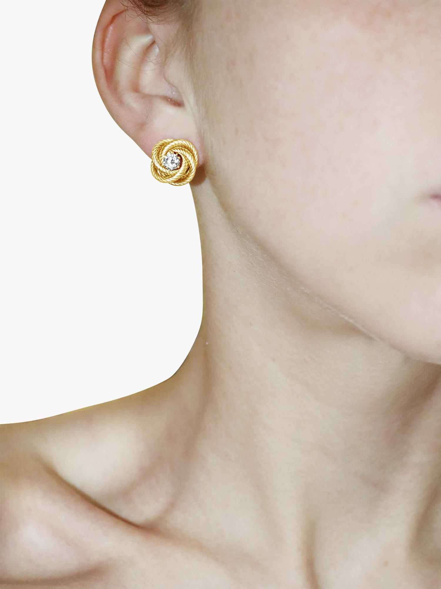 Product image 3 of 3, which shows Milton & Humble Jewellery Pre-Loved 14ct Yellow Gold Diamond Knot Stud Earrings