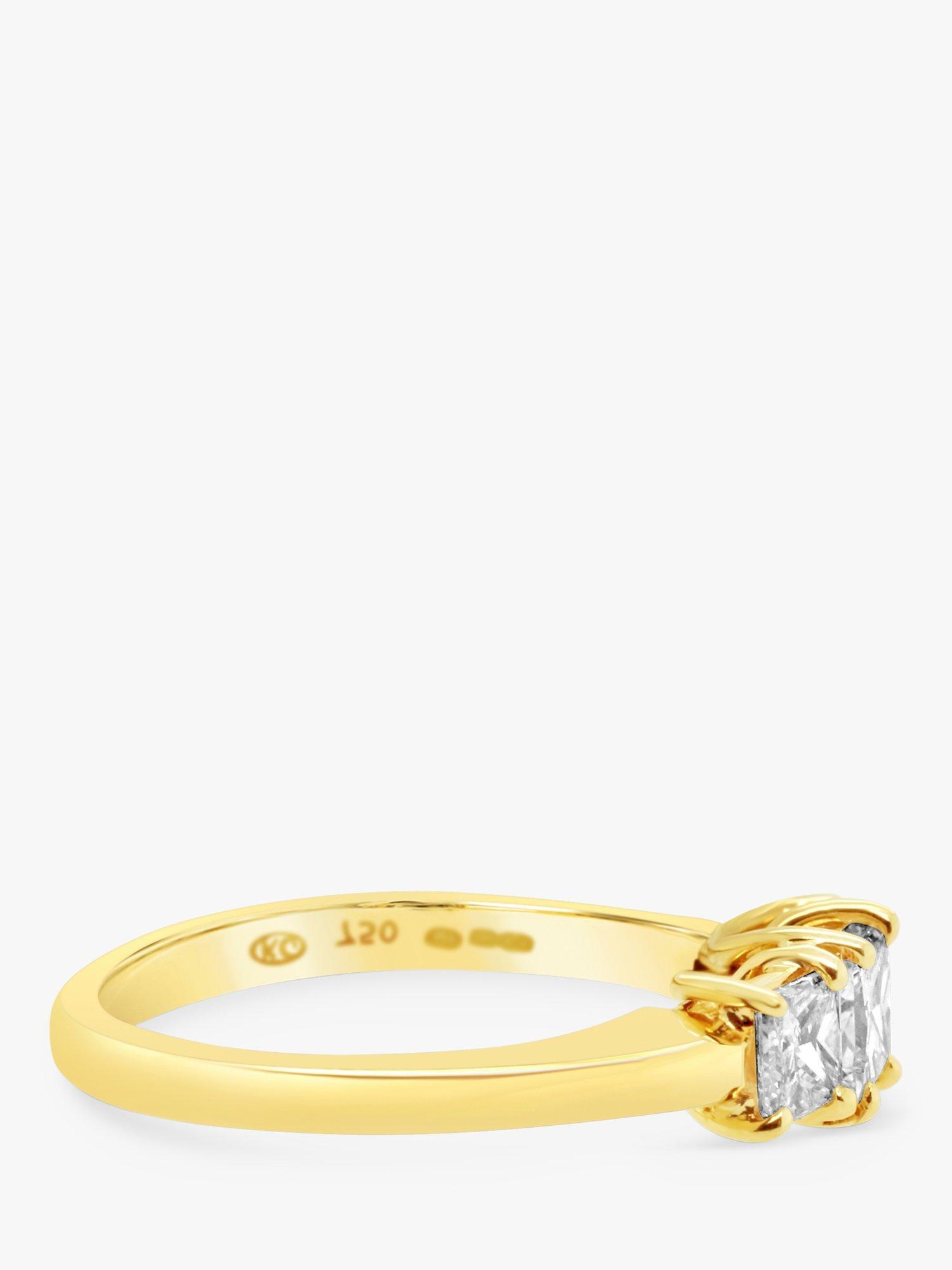 Product image 3 of 5, which shows Milton & Humble Jewellery Pre-Loved 18ct Yellow Gold 3 Stone Princess Cut Diamond Ring