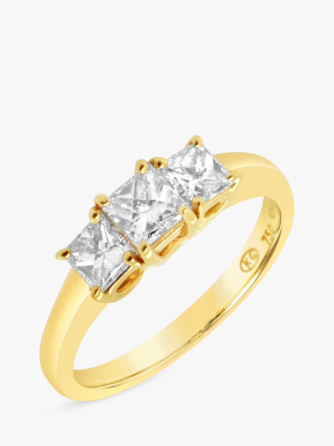 Product image 4 of 5, which shows Milton & Humble Jewellery Pre-Loved 18ct Yellow Gold 3 Stone Princess Cut Diamond Ring