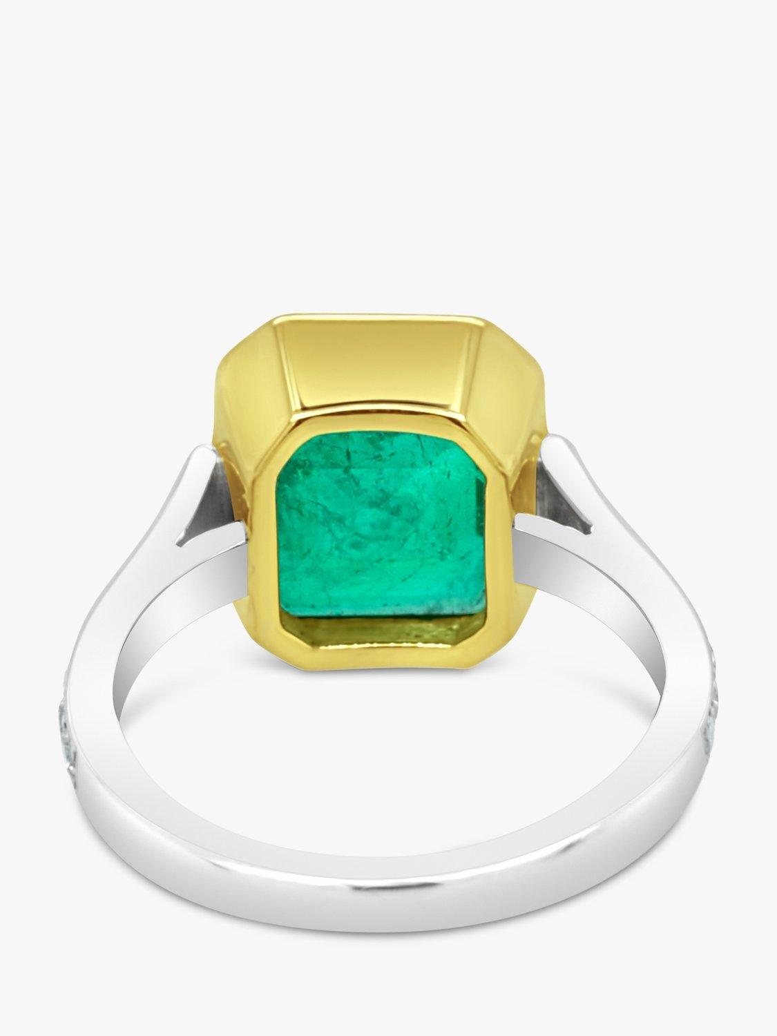 Product image 4 of 5, which shows Milton & Humble Jewellery Pre-Loved Yellow Gold & Platinum Emerald & Diamond Cocktail Ring