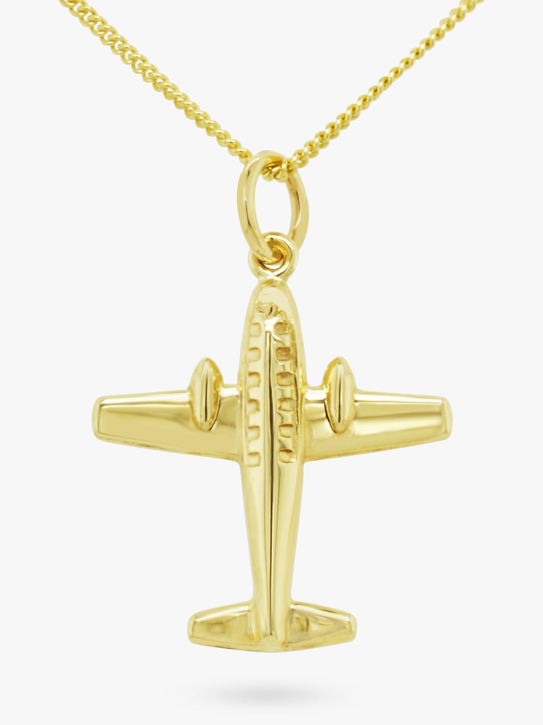 Product image 1 of 3, which shows Milton & Humble Jewellery Pre-Loved 9ct Yellow Gold Aeroplane Pendant Necklace, Dated Birmingham 1978