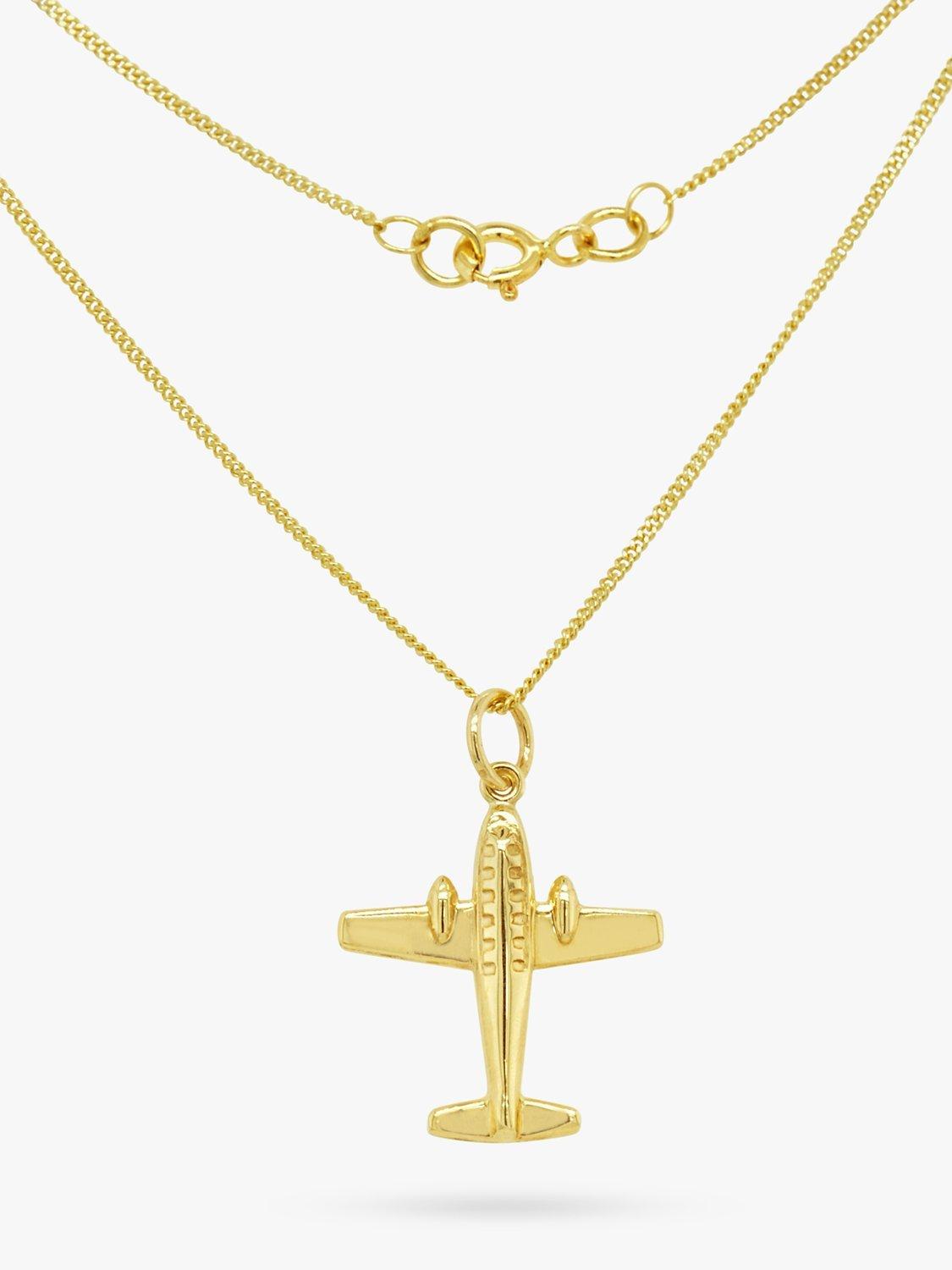 Product image 2 of 3, which shows Milton & Humble Jewellery Pre-Loved 9ct Yellow Gold Aeroplane Pendant Necklace, Dated Birmingham 1978