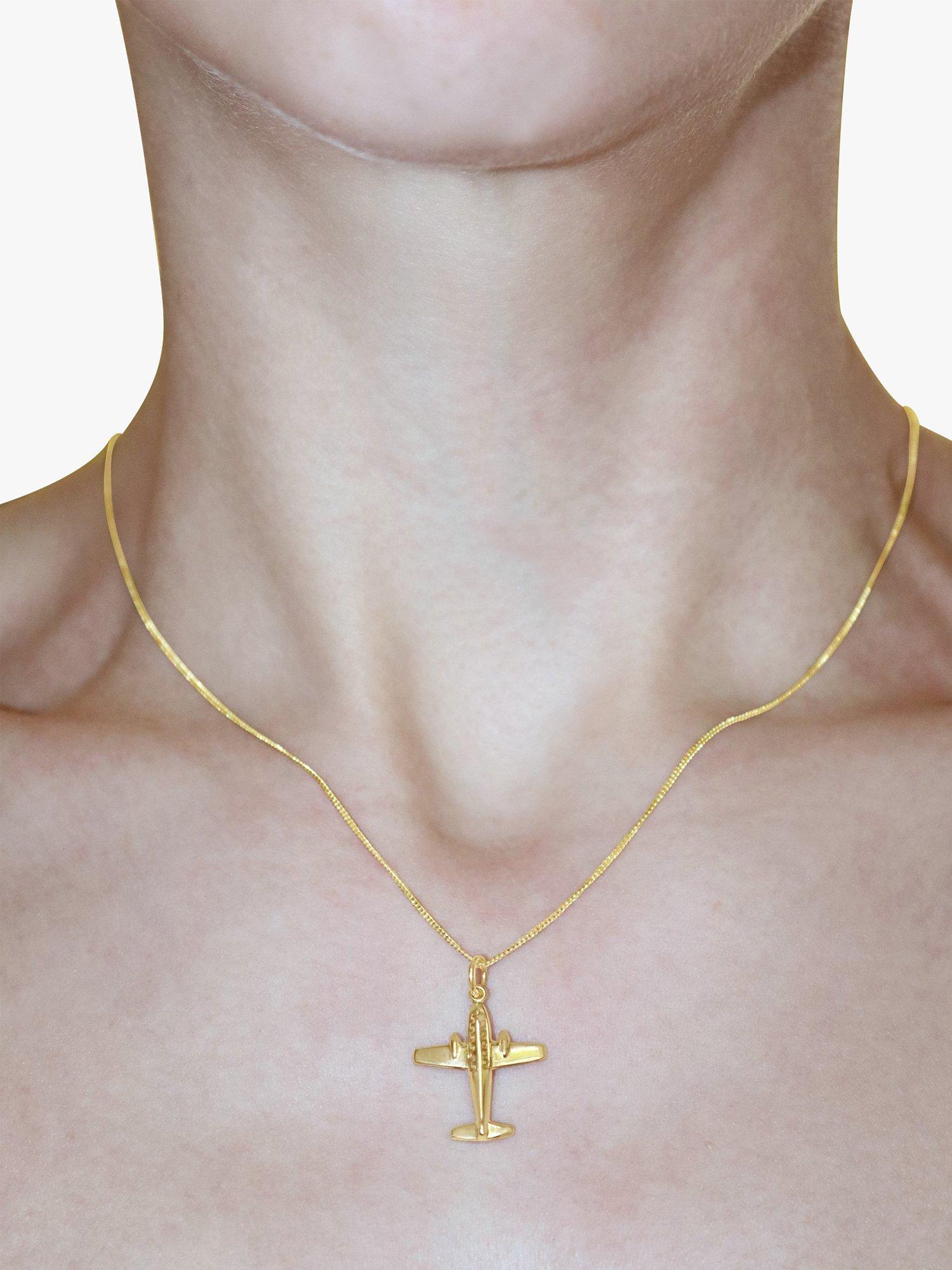 Product image 3 of 3, which shows Milton & Humble Jewellery Pre-Loved 9ct Yellow Gold Aeroplane Pendant Necklace, Dated Birmingham 1978