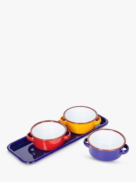 Kitchen Craft World of Flavours Enamel Steel Dip Bowls Serving Set, Multi, Multi