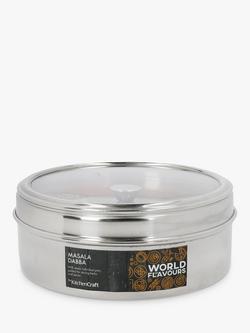 Kitchen Craft World of Flavours Stainless Steel Masala Dabba Herb & Spice Container, Silver