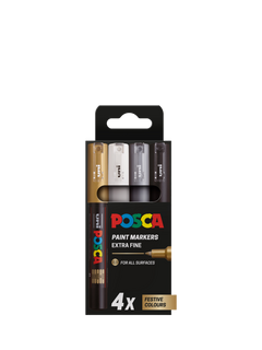 POSCA Extra Fine Paint Marker PC-1M, Pack of 4, Mono Metallics