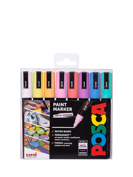 POSCA Medium Paint Marker PC-5M, Pack of 8, Pastels, Multi