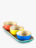 Sur La Table Colour Me Happy Bamboo 3 Nibbles Bowls & Tray, NaturalMulti