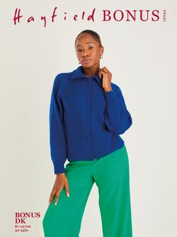 Hayfield Button Neck Sweater Knitting Pattern, 