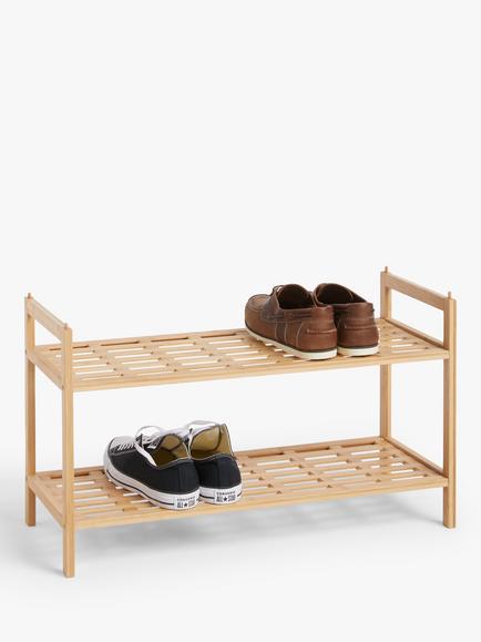John Lewis Bamboo Shoe Rack, 2 Tier - view 2, Bamboo