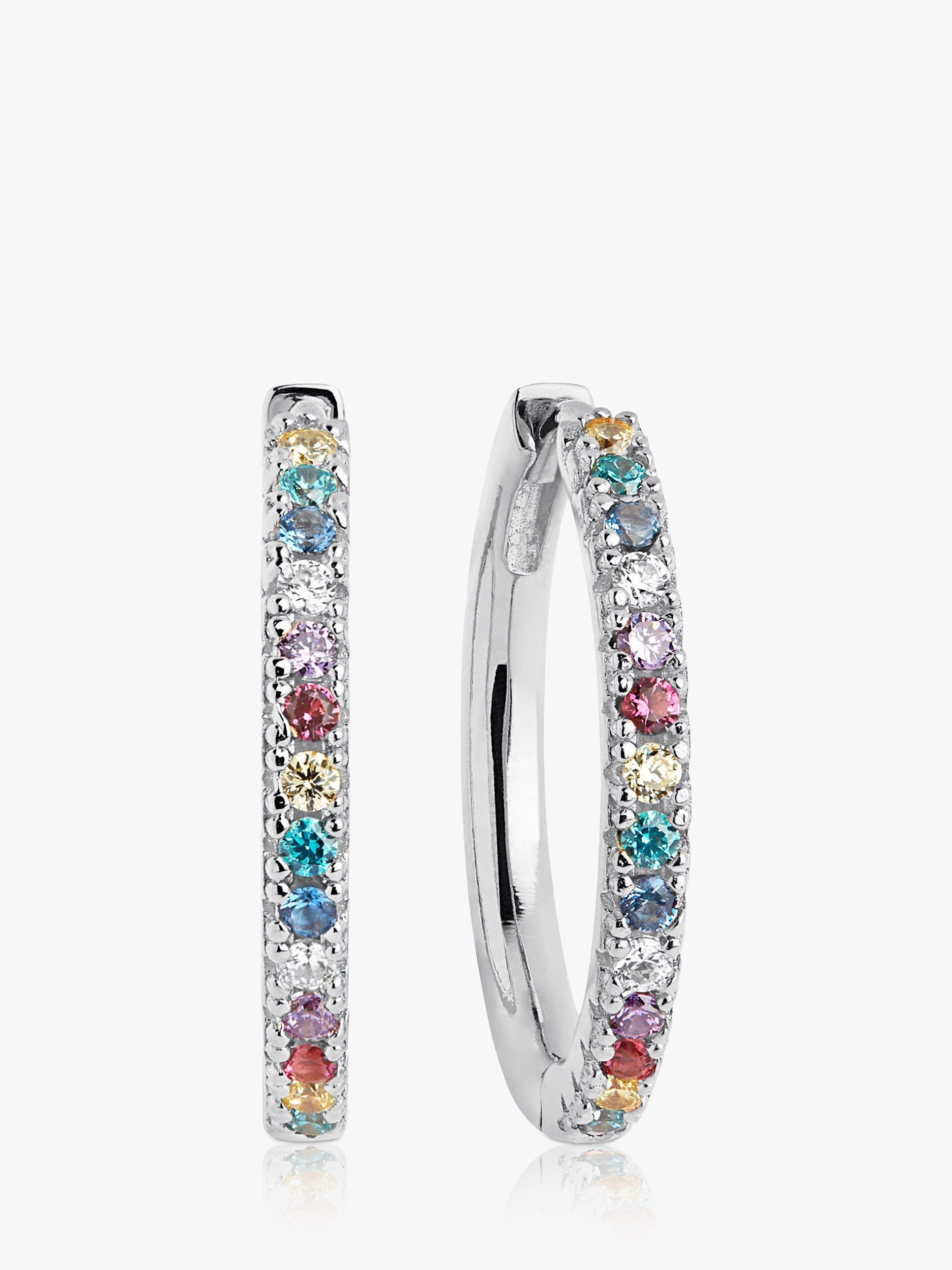 Product image 1 of 1, which shows Sif Jakobs Jewellery Ellera Grande Cubic Zirconia Hoop Earrings, Silver/Multi