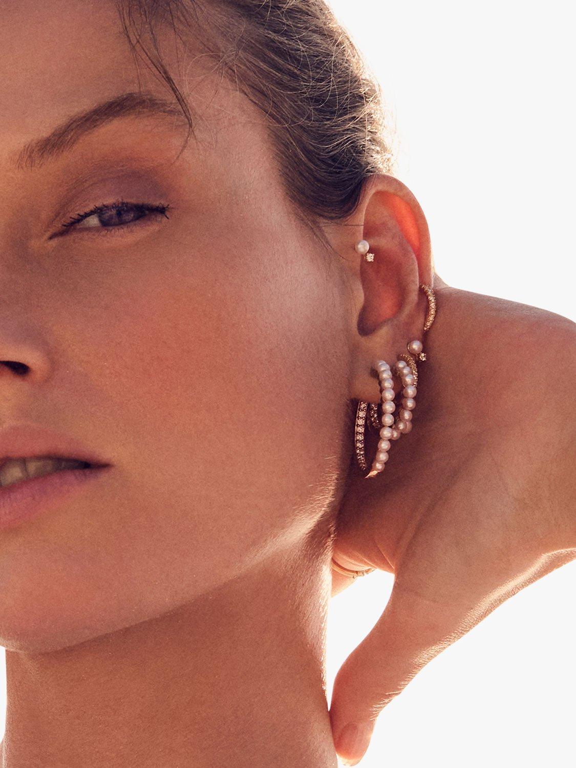 Product image 2 of 3, which shows Sif Jakobs Jewellery Adria Tre Piccolo Freshwater Pearl & Cubic Zirconia Stud Earrings, Gold/White