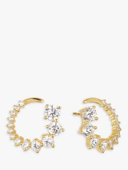 Sif Jakobs Jewellery Belluno Circolo Graduating Cubic Zirconia Round Swirl Stud Earrings, Gold/Clear