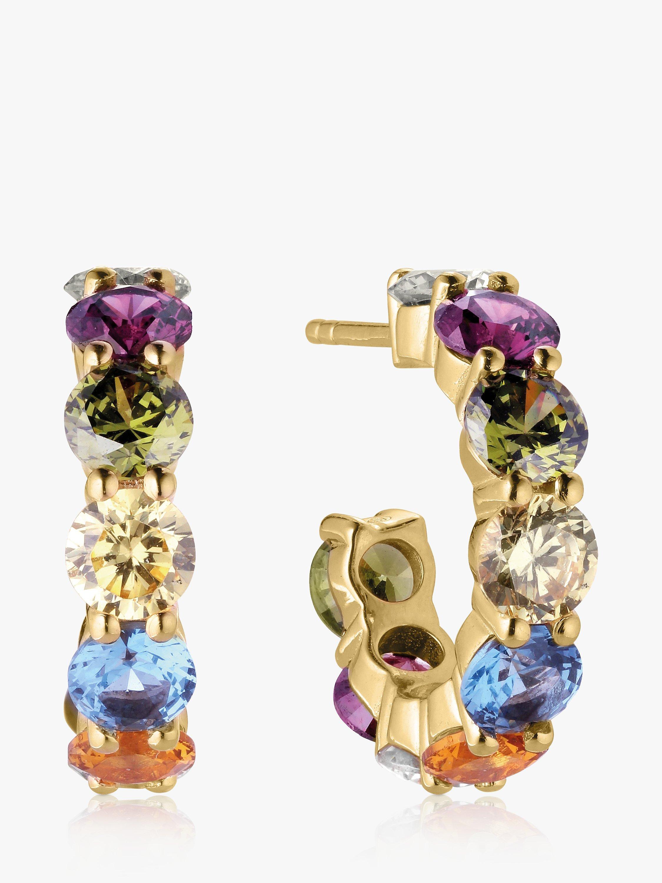 Product image 1 of 1, which shows Sif Jakobs Jewellery Belluno Creolo Cubic Zirconia Hoop Earrings, Gold/Multi