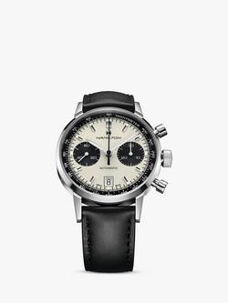 Hamilton H38416711 Men's American Classic Intra-Matic Chronograph Automatic Date Leather Strap Watch, Black/Off White, Black/Off White