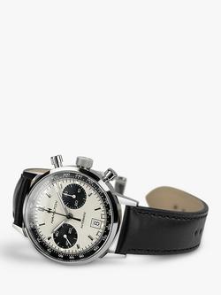 Hamilton H38416711 Men's American Classic Intra-Matic Chronograph Automatic Date Leather Strap Watch, Black/Off White - view 2, Black/Off White