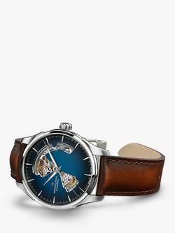 Hamilton H32675540 Men's Jazz Master Automatic Heartbeat Leather Strap Watch, Brown/Blue - view 2, Brown/Blue