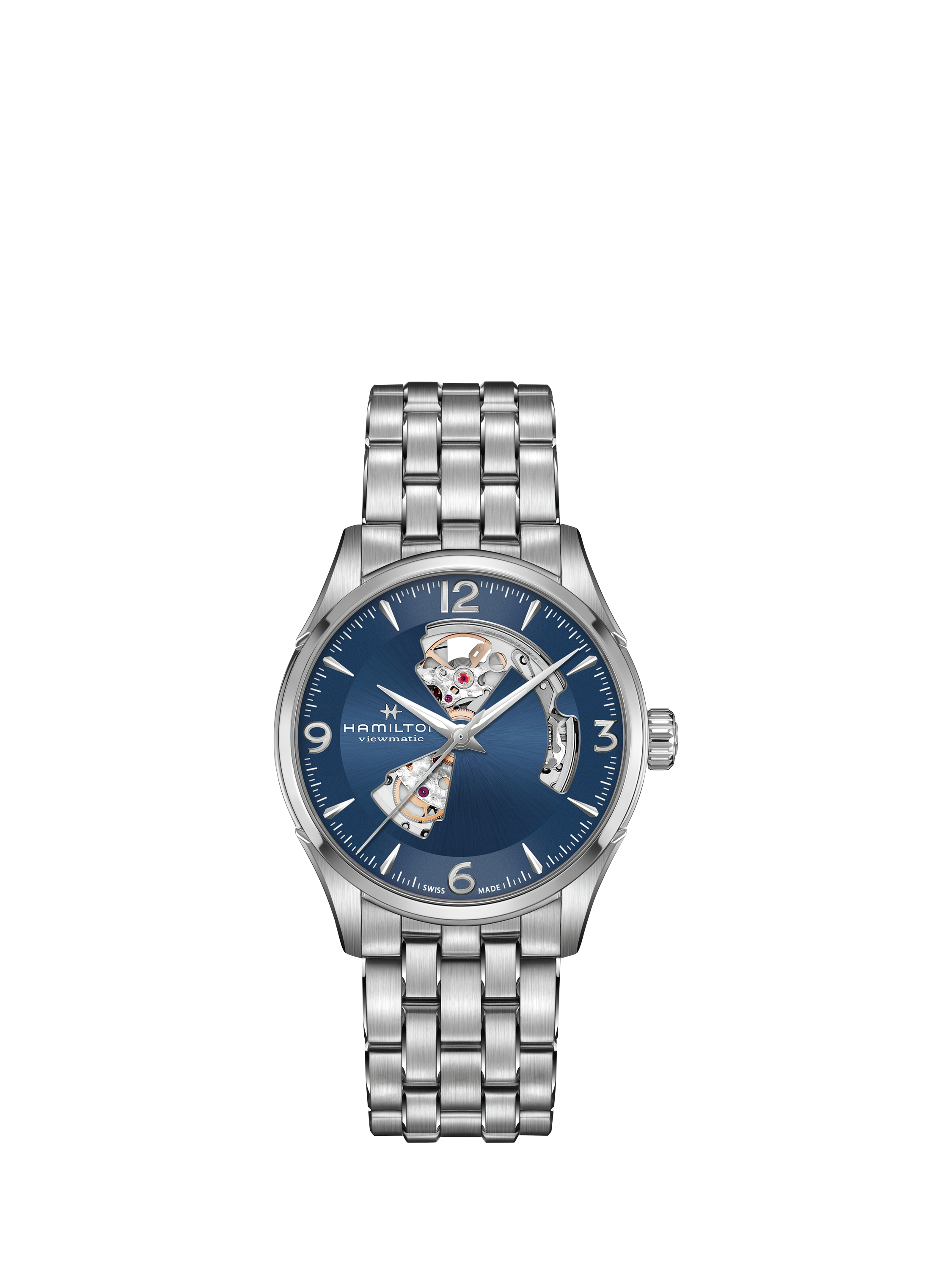 Hamilton H32705141 Men's Jazz Master Heartbeat Automatic Bracelet Strap Watch, Silver/Blue